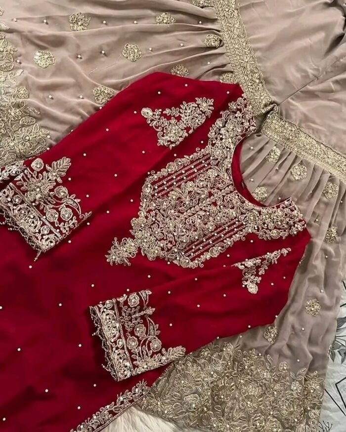 Embroidered & Stone Work 3-Piece Formal Dress Set - Image 3